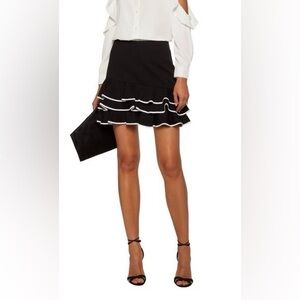 Jonathan Simkhai Women's Ruffle Mini Skirt Black White Size 2 MSRP $425